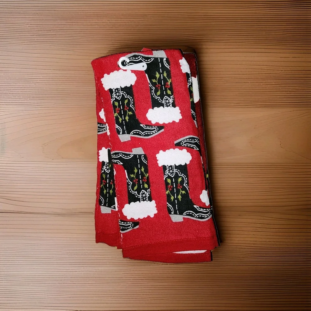 NWT St Nicholas Square Merry “Happy Holidays Ya’ll” Holiday Kitchen Towel 2 Set